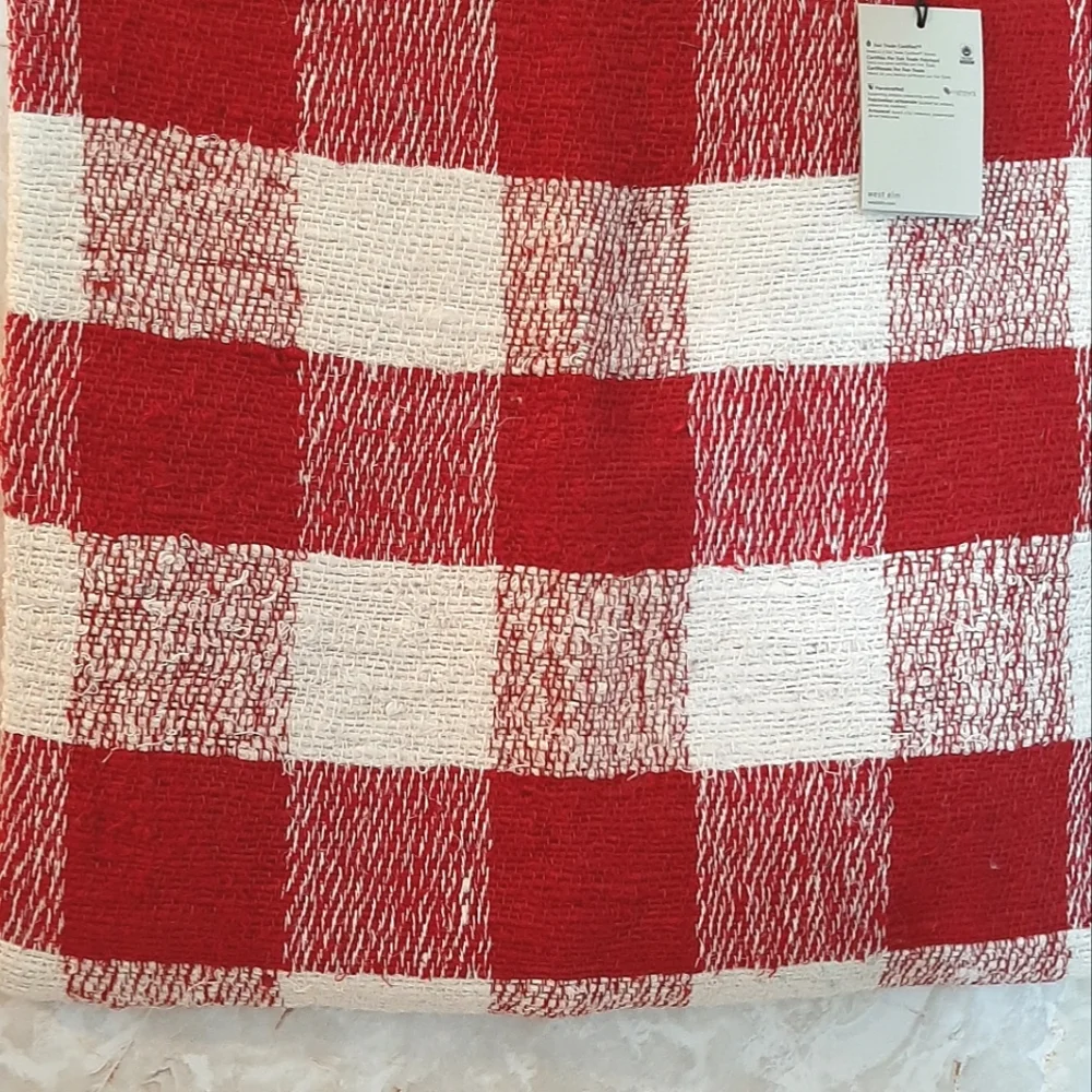 West Elm Buffalo Check Linen Pillow Cover